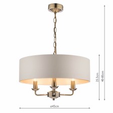 Additional picture of Laura Ashley Sorrento 3 Light Pendant Antique Brass with Shade