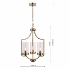 Additional picture of Laura Ashley Joseph 3 Light Chandelier Antique Brass