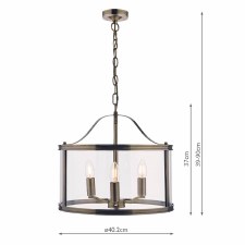 Additional picture of Laura Ashley Harrington 3 Light Pendant Antique Brass