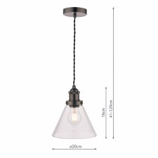 Additional picture of Laura Ashley Isaac Pendant 1 Light Industrial Nickel