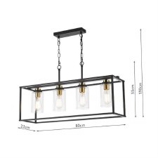 Additional picture of Abel 4 Light Bar Pendant Satin Black