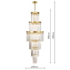 Additional picture of Angel 28 Light Shower Chandelier Antique Gold & Crystal