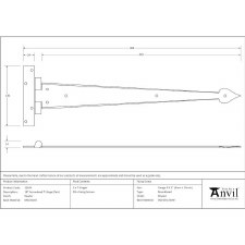 Additional picture of From The Anvil Arrow Head T Hinges Pewter 18"