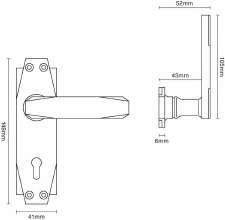 Additional picture of Art Deco Door Lock Handles Polished Nickel