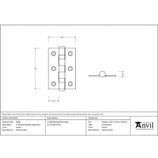 Additional picture of From The Anvil Ball Bearing Butt Hinges 3" Pewter