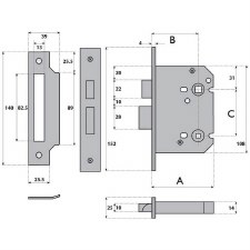 Additional picture of Bathroom Mortice Lock G8020 3" 5mm Spindle Polished Brass Unlacquered
