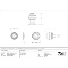 Additional picture of From The Anvil Beehive Cabinet Knob Rosewood & Antique Brass Small