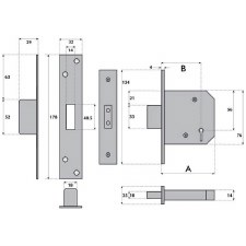 Additional picture of Broughtons 5 Lever BS Mortice Deadlock 63mm(2.5") Polished Brass Unlacquered