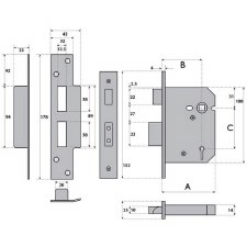 Additional picture of Broughtons 5 Lever BS Mortice Sashlock 76mm(3") Satin Stainless Steel