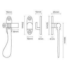 Additional picture of Spoon End Locking Casement Fastener HP Polished Brass Unlacquered