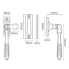 Additional picture of Reeded Casement Fastener Mortice Plate Polished Brass Unlacquered
