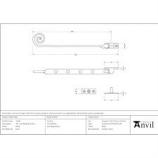 Additional picture of From The Anvil Cast Monkeytail Window Stay Black 10"