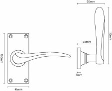 Additional picture of Coventry Short Plate Door Handles Polished Brass Unlacquered