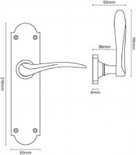 Additional picture of Coventry Door Latch Handles Polished Brass Unlacquered