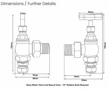Additional picture of Daisy Manual Radiator Valves Satin Brass Lacquered
