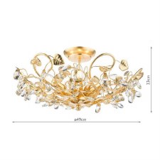 Additional picture of Audley End Semi Flush Pendant Gold Leaf & Crystal
