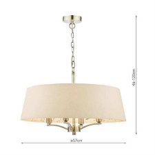 Additional picture of Marble Hill 4 Light Pendant Aged Brass with Taupe Patterned Shade
