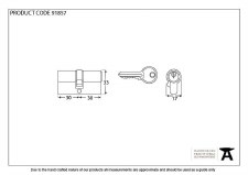 Additional picture of From The Anvil Euro Lock Cylinder 30/30 Polished Chrome Key Dfifer
