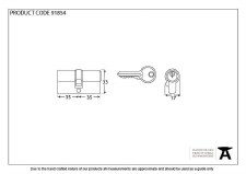 Additional picture of From The Anvil Euro Lock Cylinder 35/35 Polished Brass Key Differ