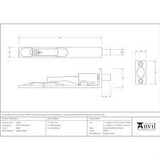 Additional picture of From The Anvil Flush or Sliding Door Bolt 6" Black