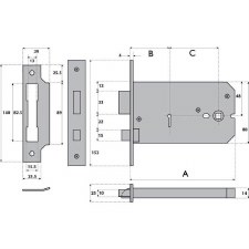 Additional picture of 3 Lever Horizontal Mortice Lock G3012 6" Satin Stainless Steel