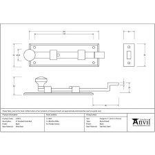 Additional picture of From The Anvil Cranked Knob Door Bolt 6" Black