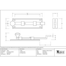 Additional picture of From The Anvil Cranked Knob Door Bolt 6" Pewter
