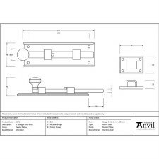 Additional picture of From The Anvil Straight Knob Door Bolt 6" Pewter