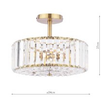 Additional picture of Laura Ashley Fernhurst 3 Light Semi Flush Ceiling Antique Brass