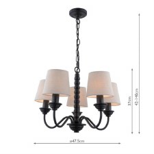 Additional picture of Laura Ashley Norbury 5 Light Chandelier Matt Black