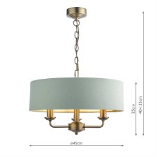 Additional picture of Laura Ashley Sorrento 3 Light Chandelier Antique Brass & Green Shade