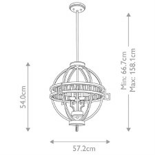 Additional picture of Gilded Nola Lemuria 3 Light Globe Pendant