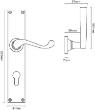 Additional picture of Lincoln Multi-Point Door Lock Handles Polished Brass Unlacquered