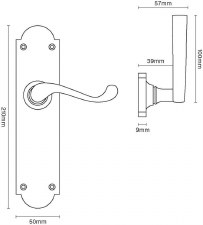 Additional picture of Lincoln Door Latch Handle Polished Brass Unlacquered