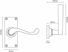 Additional picture of Lincoln Door Latch Handles Polished Brass Unlacquered
