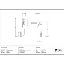 Additional picture of From The Anvil Monkey Tail Espag Window Handle Pewter