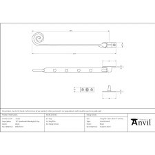Additional picture of From The Anvil Monkey Tail Window Stay Black 10"