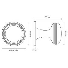 Additional picture of Reeded Cushion Bun Door Knobs Polished Chrome