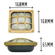 Additional picture of Navigator Square Bulkhead Light Raw Brass