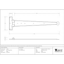 Additional picture of From The Anvil Penny End T Hinges 22" Black