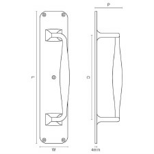Additional picture of Cast Door Pull Handle on Plate 12" Polished Chrome