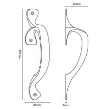 Additional picture of Decorative Pull Handle Left Hand Polished Brass Unlacquered