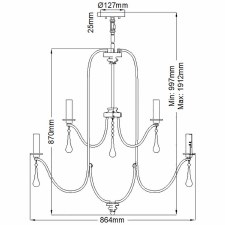 Additional picture of Quintiesse Karlee 9 Light Chandelier Classic Pewter