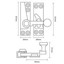 Additional picture of Quadrant Arm Sash Fastener Polished Brass Unlacquered