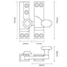 Additional picture of Straight Arm Oval Sash Fastener Polished Chrome