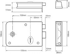 Additional picture of Union Rim Lock Black 6" x 4" Left Hand