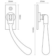 Additional picture of Locking Peardrop Espagnolette Handle RH Polished Brass Unlacquered