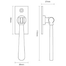 Additional picture of Locking Straight Espagnolette Handle Polished Brass Unlacquered