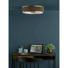 Additional picture of Alvaro 3 Light Flush Ceiling Light Antique Bronze & Brown Shade