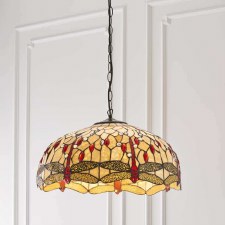 Additional picture of Interiors 1900 Beige Dragonfly Large Tiffany Ceiling Pendant Light